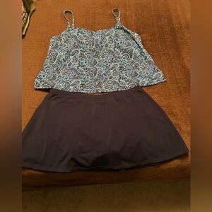 Liz Claiborne Blue Paisley 2 piece Swim Suit